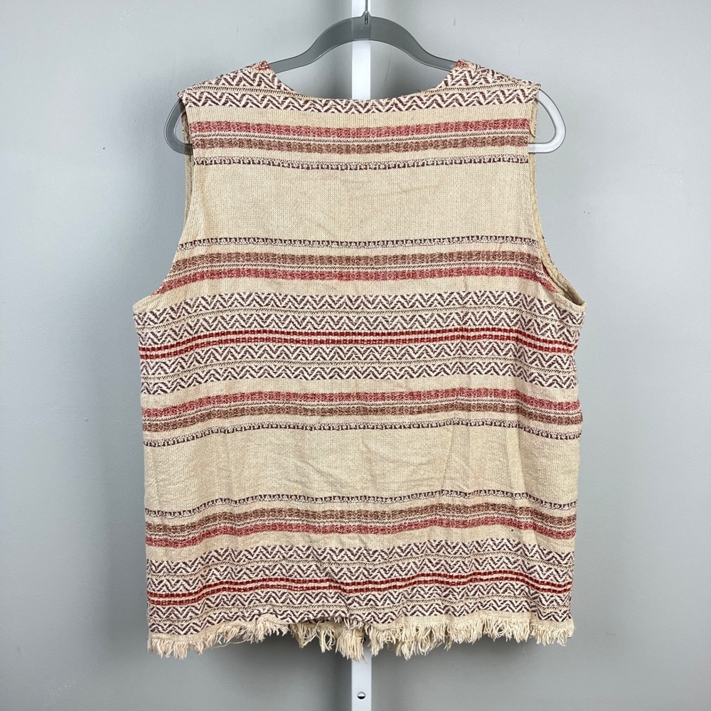 Vintage Allison Tracy Western Tapestry Vest Womens 14 Woven Fringed Boho - Picture 5 of 6